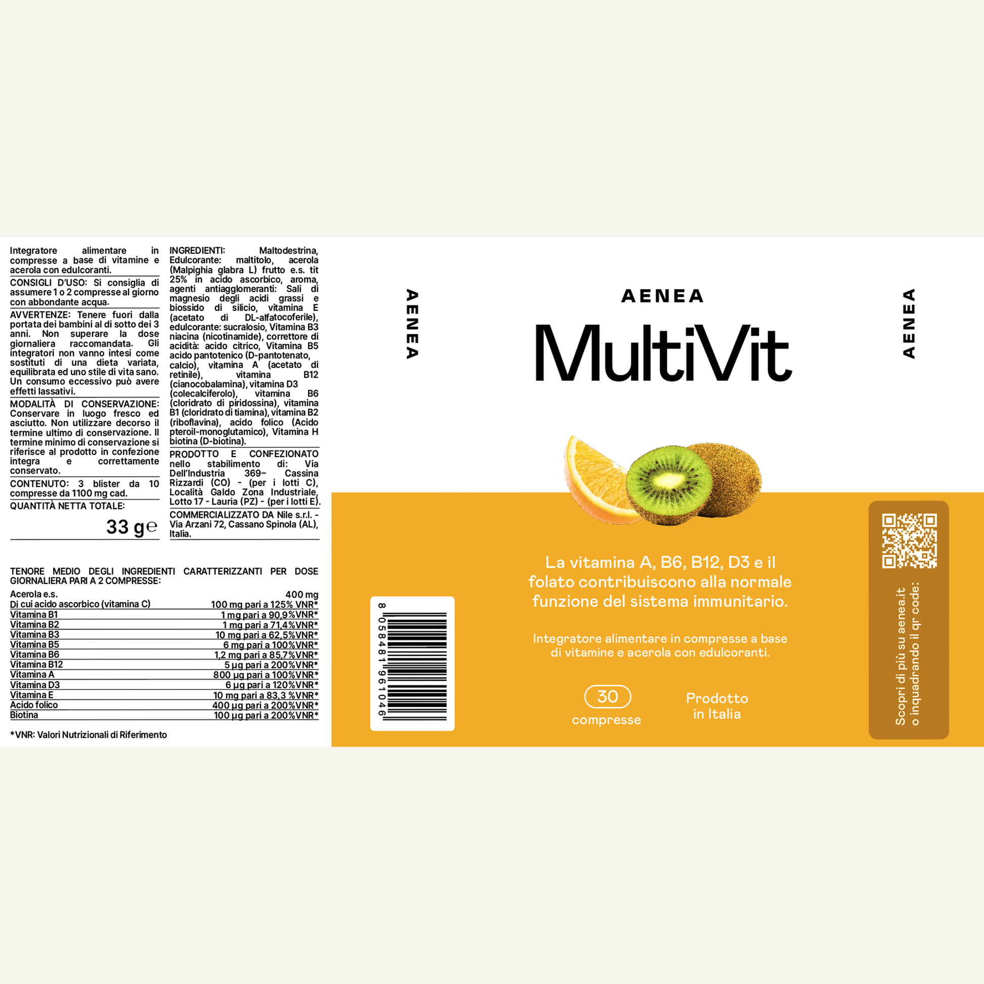 Aenea integratore multivit multivitaminico confezione vitamine etichetta