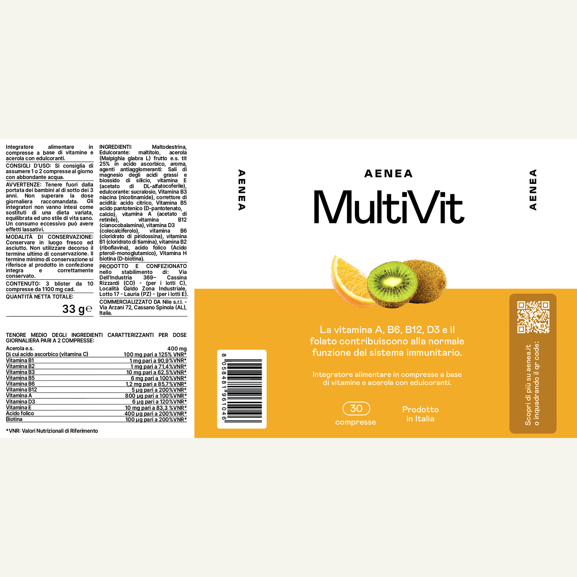 Aenea integratore multivit multivitaminico confezione vitamine etichetta